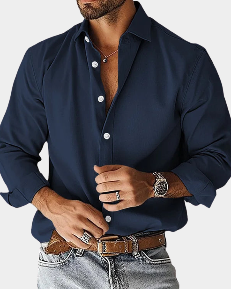 Men's Long Sleeve Shirt with Classic Collar