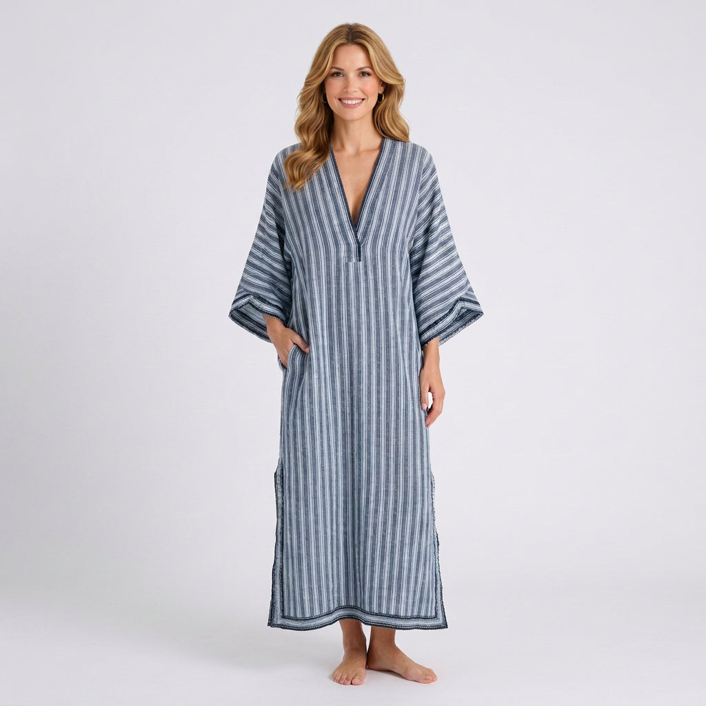 Maxi Dress – Striped Kaftan Relaxed Style