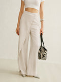Wide Leg Tailored Trousers with Wrap Front Panel