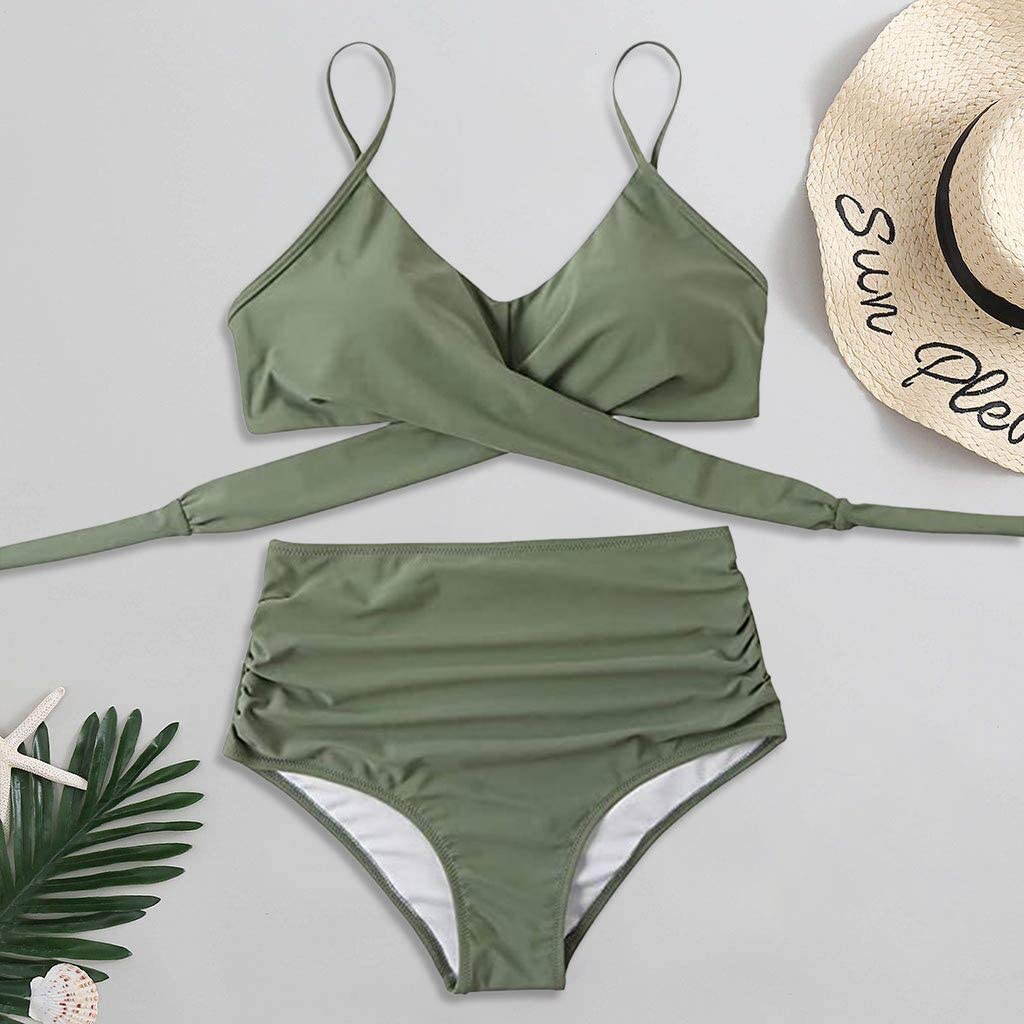 Floral Print Twist Front High-Waisted Bikini Set