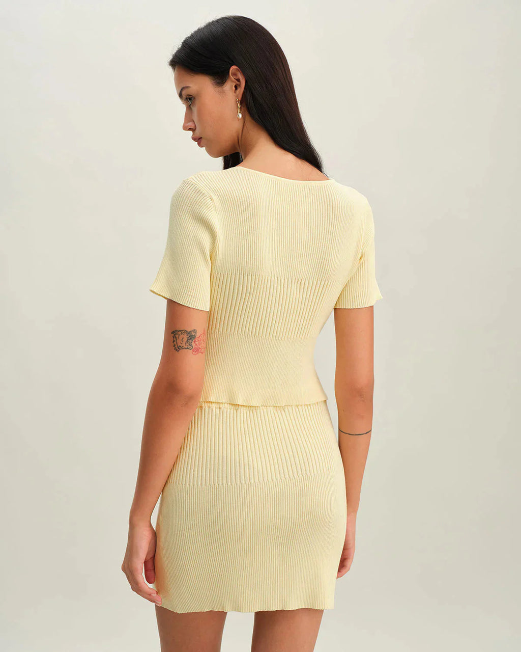 Ribbed Knit Mini Skirt with High Waist