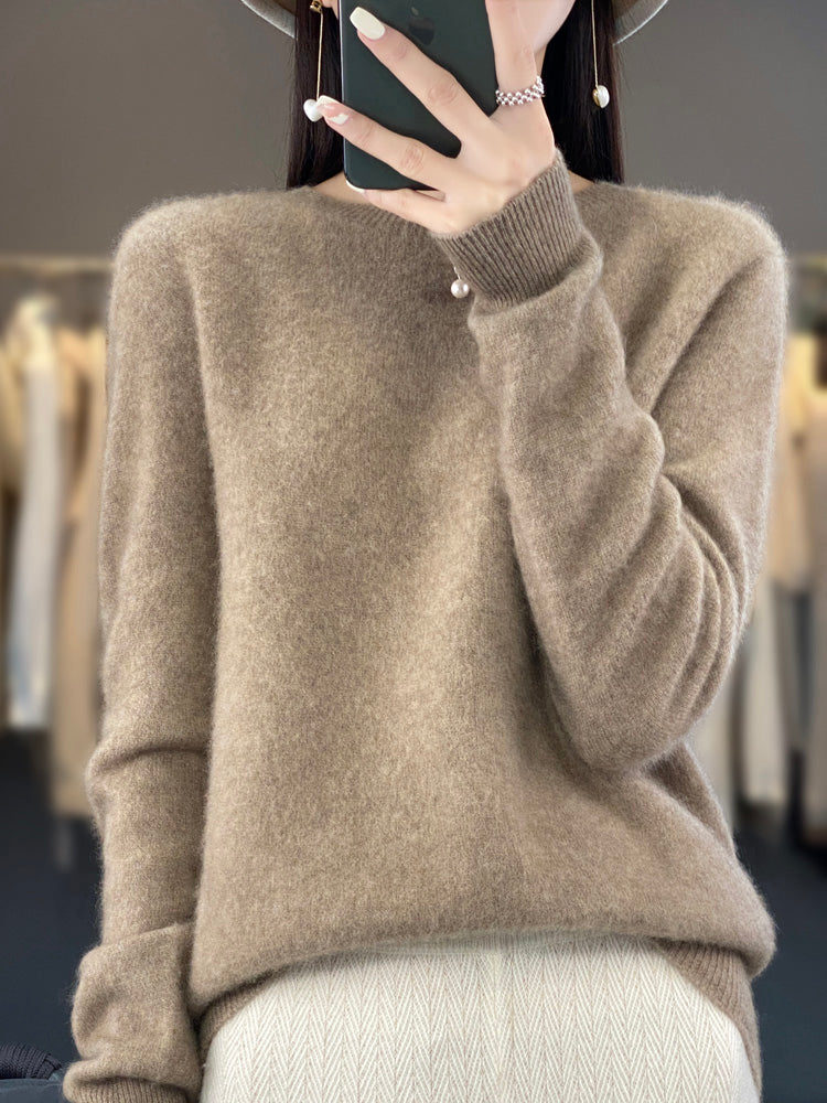 Women's Relaxed Crew Neck Soft Knit Pullover Sweater