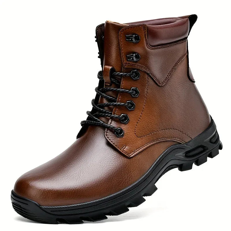 Men's Padded Collar Lace-Up Lug Sole Ankle Boots