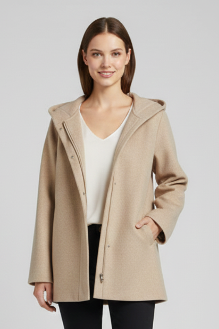 Women's Oversized Hooded Jacket with Zip Closure