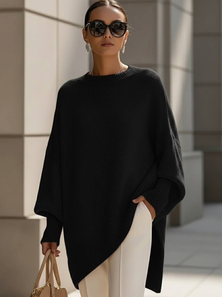 Women's Oversized Asymmetric Hem Knit Sweater