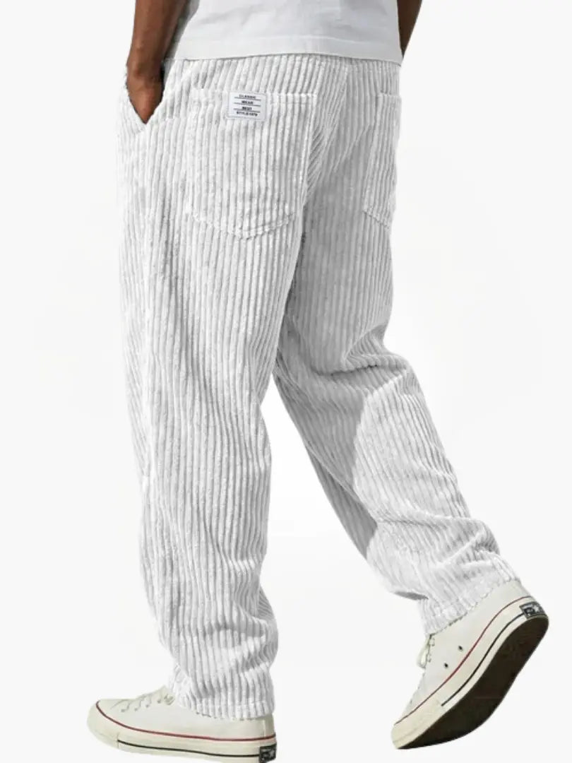 Men's Wide Leg Corduroy Trousers with Patch Pocket