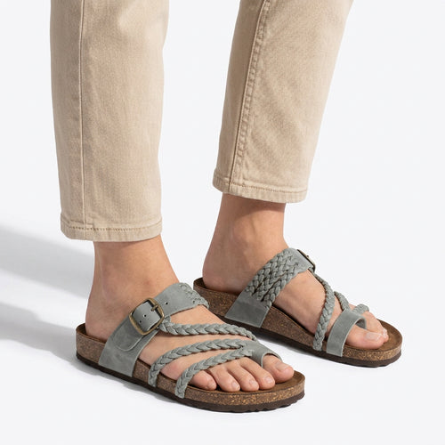 Braided Buckle Comfort Slide Sandals