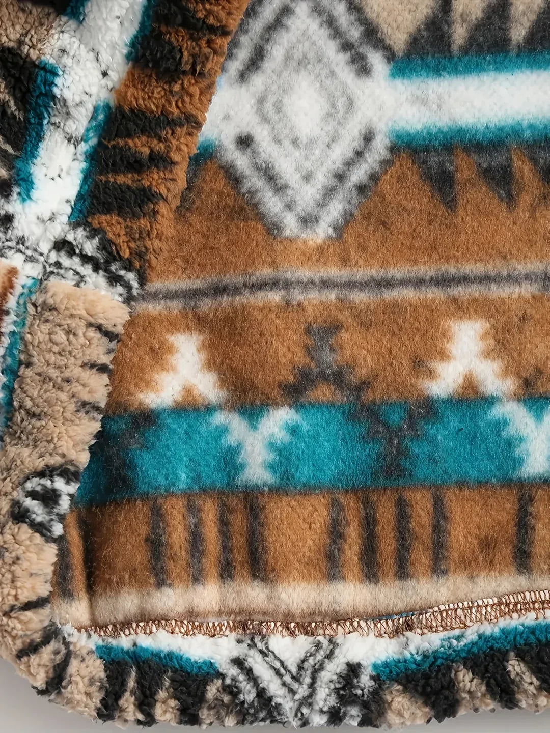 Men's Aztec Print Sherpa Fleece Quarter-Zip Pullover