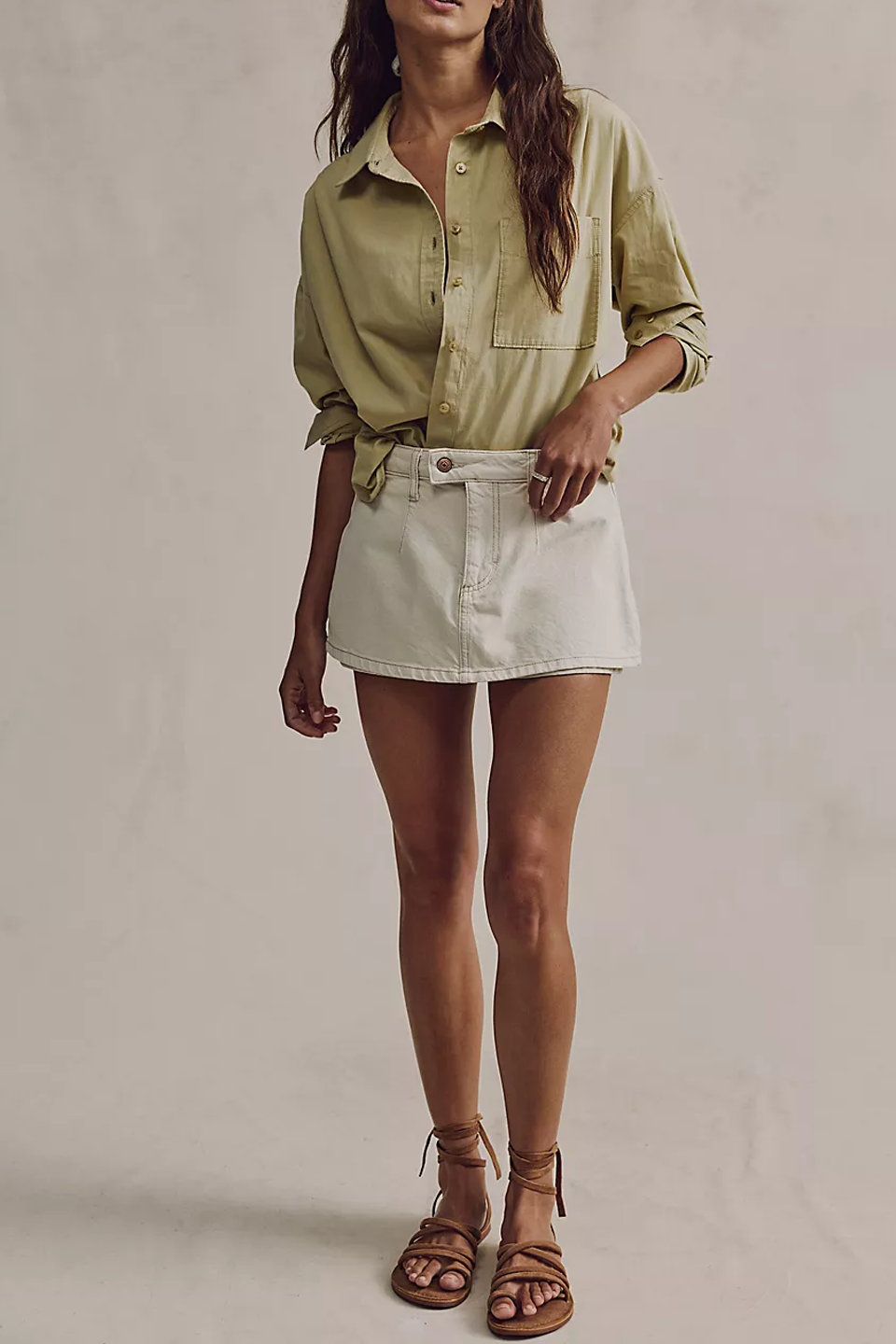 Oversized Button-Down Shirt with Chest Pocket
