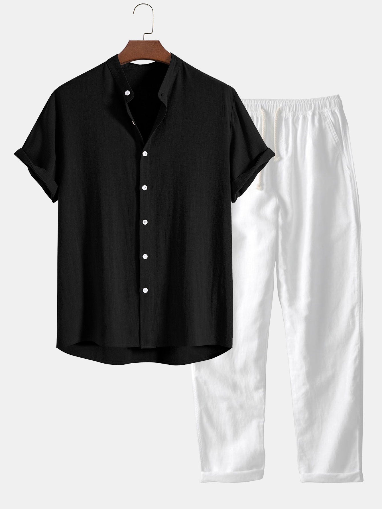 Linen Blend Shirt and Drawstring Trousers Co-Ord Set