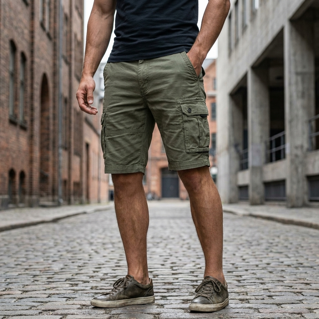 Cotton Cargo Shorts with Utility Side Pockets