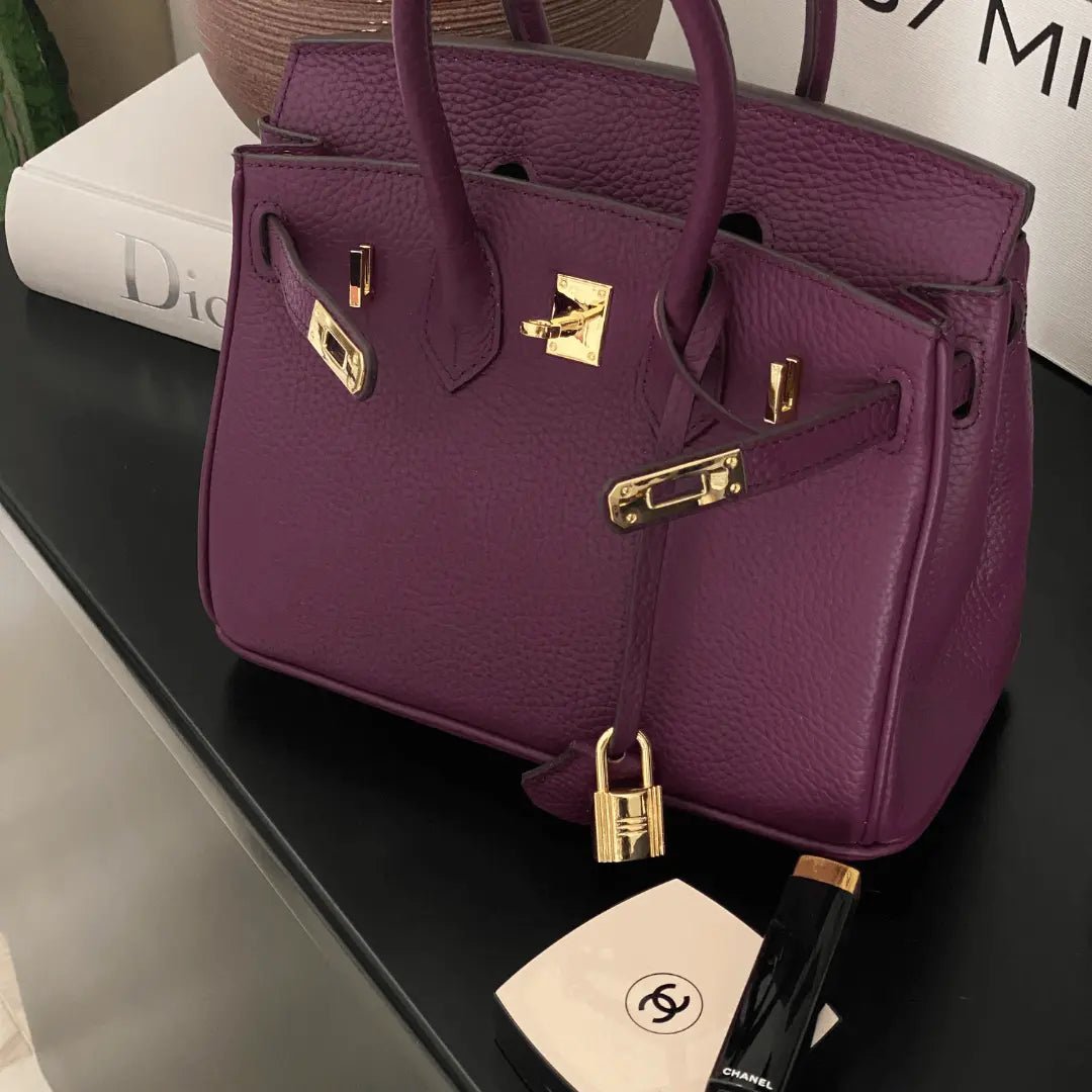 Structured Turn-Lock Tote Bag with Padlock Detail
