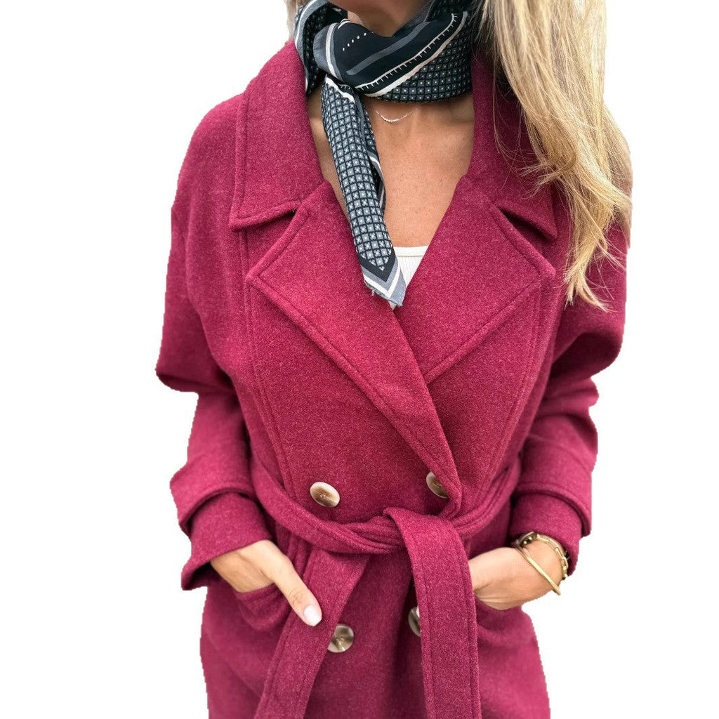 Women's Longline Double-Breasted Tailored Overcoat