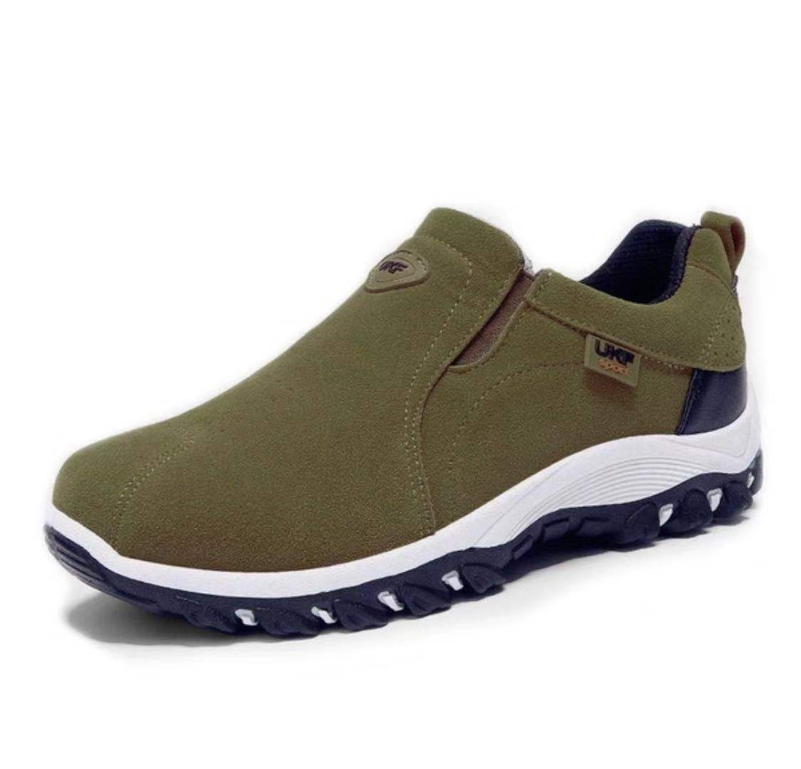 Slip-On Suede-Touch Walking Sneakers with Grip Sole
