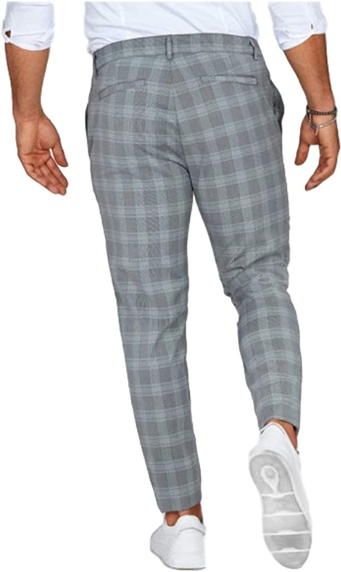 Slim Fit Check Chino Trousers with Tapered Leg