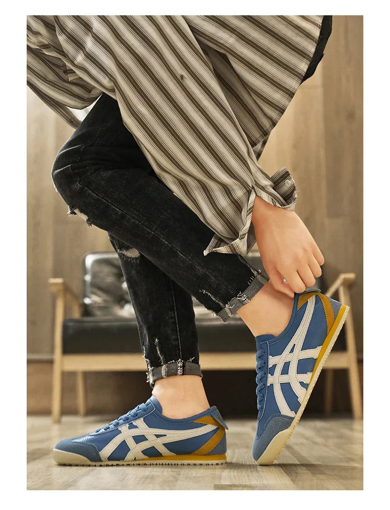 Retro Stripe Lace-Up Casual Sneakers