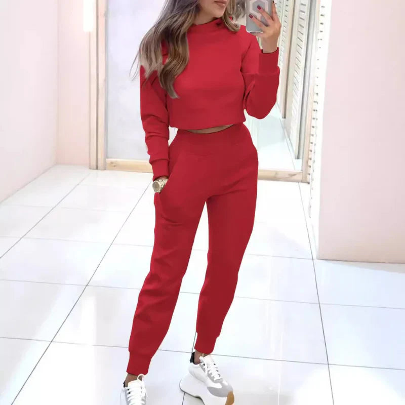 Cropped Sweatshirt and Jogger Loungewear Set