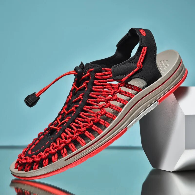 Woven Cord Closed-Toe Sport Sandals with Grip Sole