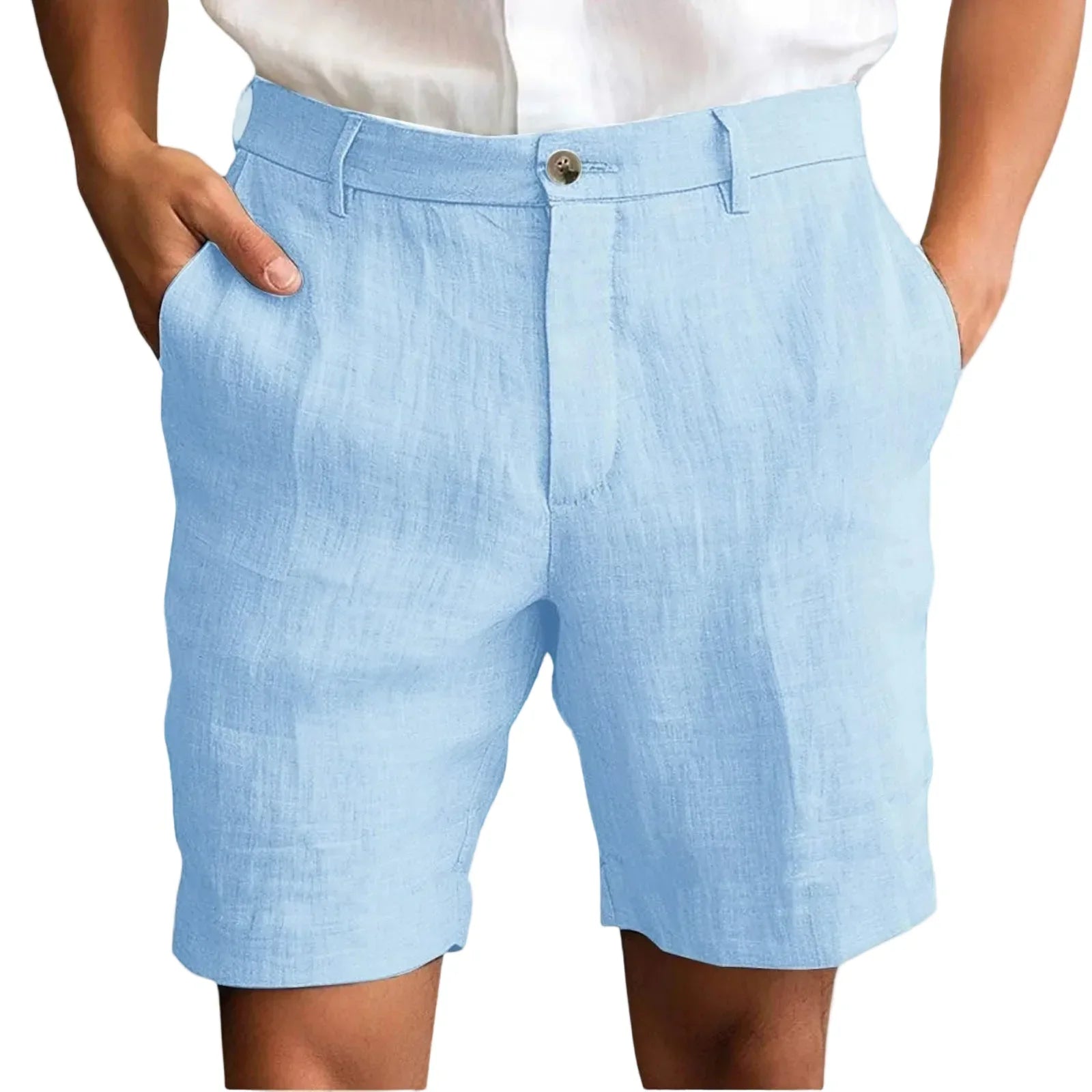 Tailored Fit Textured Shorts with Button Fly Closure
