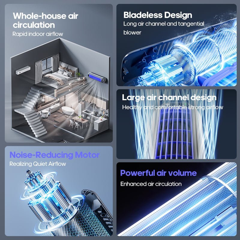 Bladeless Tower Fan with LED Display and Touch Control