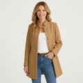 Women’s Stand Collar Long Coat – Button Front Tailored Style
