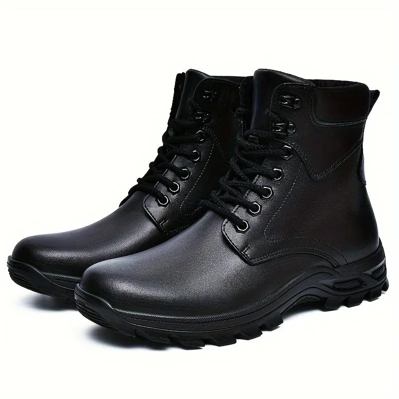 Men's Padded Collar Lace-Up Lug Sole Ankle Boots