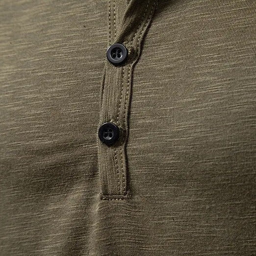 Men's Slub Cotton Long Sleeve Henley Shirt