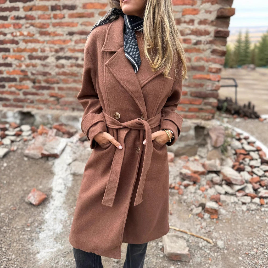 Women's Longline Double-Breasted Tailored Overcoat