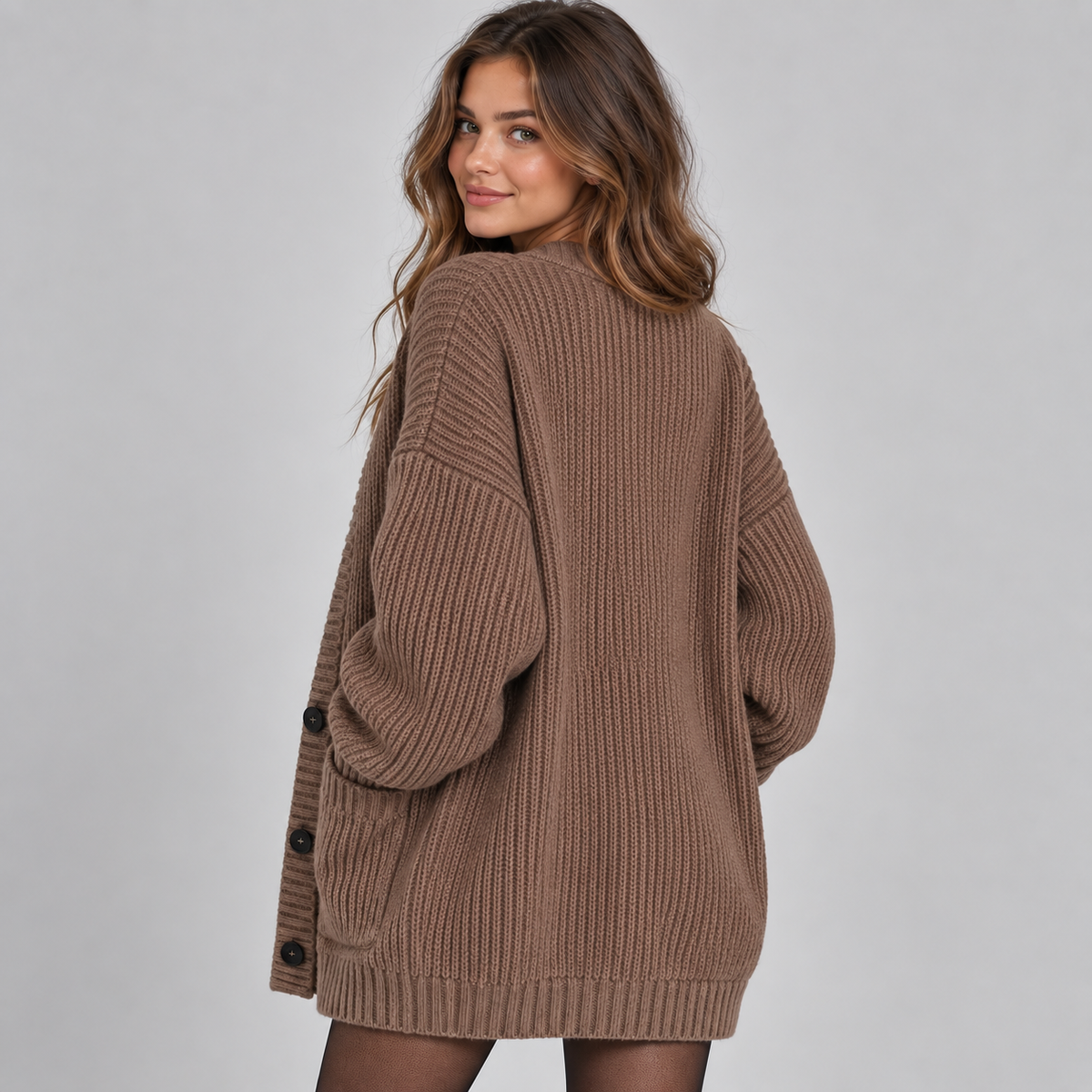 Women's Oversized Ribbed Knit Cardigan