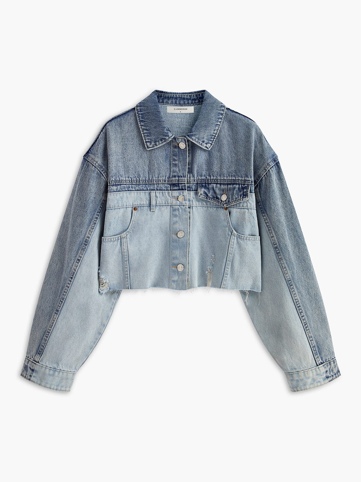 Women's Cropped Two-Tone Denim Jacket