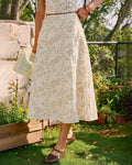 Embroidered A-Line Midi Skirt with Floral Detail