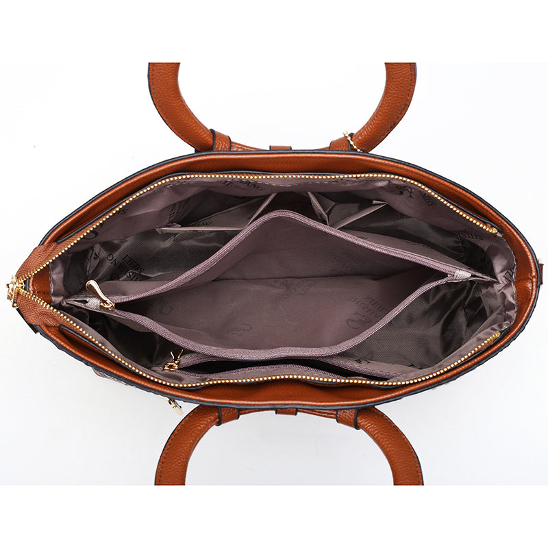 Croc Embossed Round Handle Structured Tote Bag