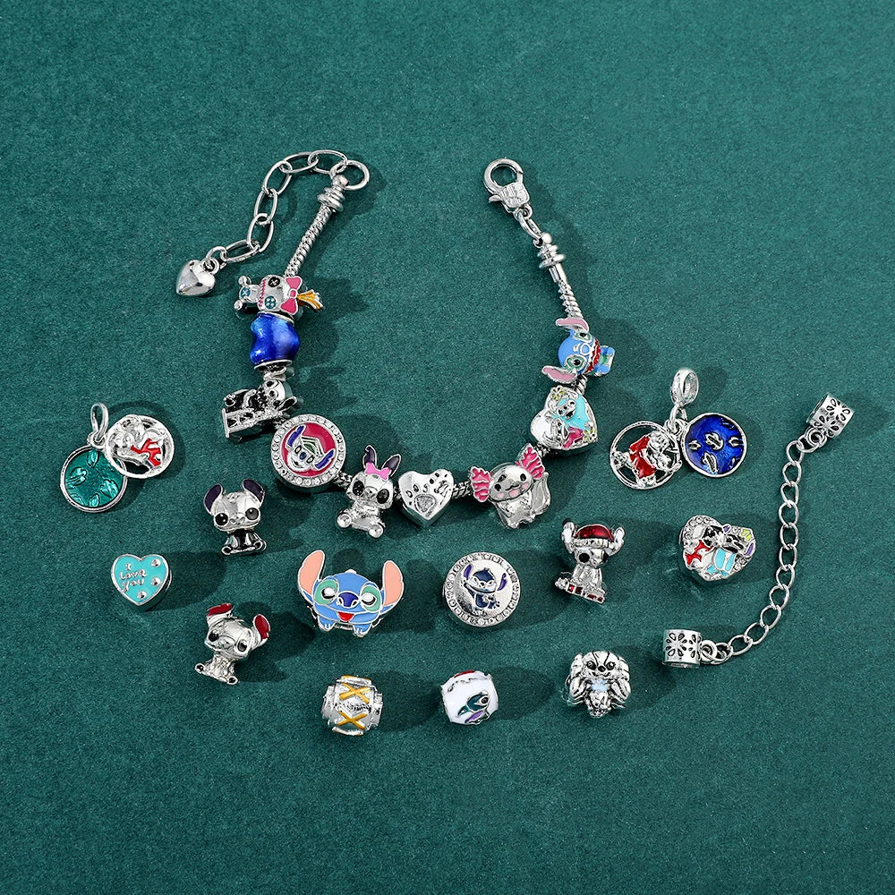 Multicolour character charm bracelet advent calendar set with festive illustrated box