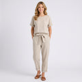 Linen Blend Tie-Waist Top and Trouser Set
