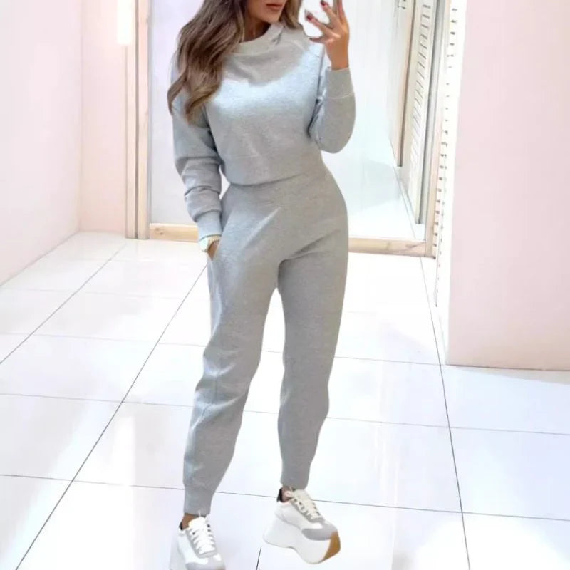 Cropped Sweatshirt and Jogger Loungewear Set