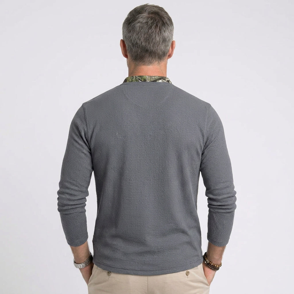 Men’s Textured Long Sleeve Polo Shirt