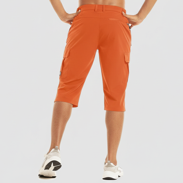 Quick-Dry Below-Knee Cargo Shorts with Zip Pocket