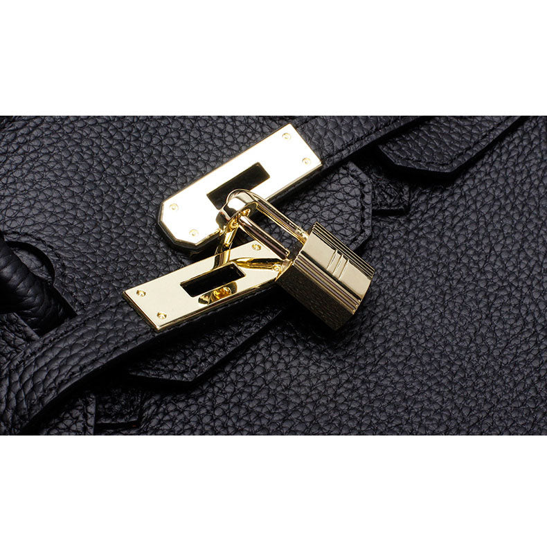 Structured Turn-Lock Tote Bag with Padlock Detail