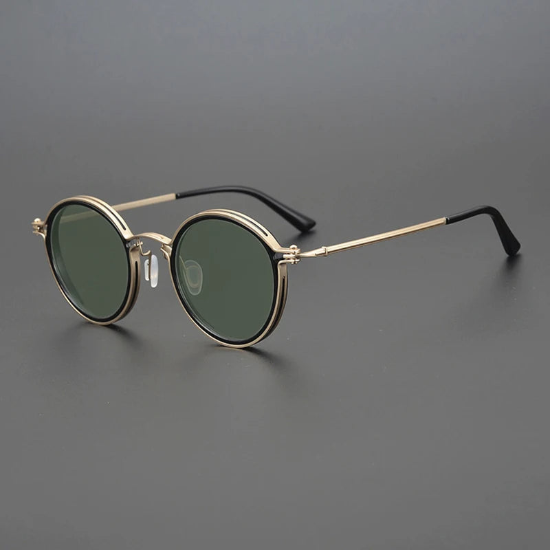 Lunettes de soleil steampunk vintage à monture ronde en métal
