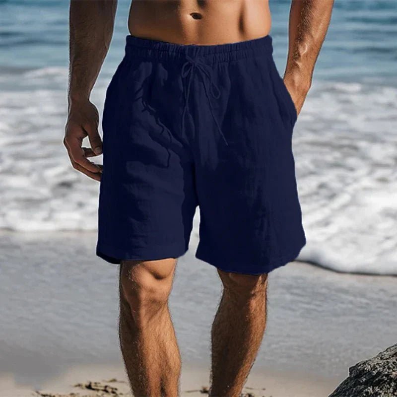 Short de plage en lin à coupe décontractée avec taille à cordon de serrage