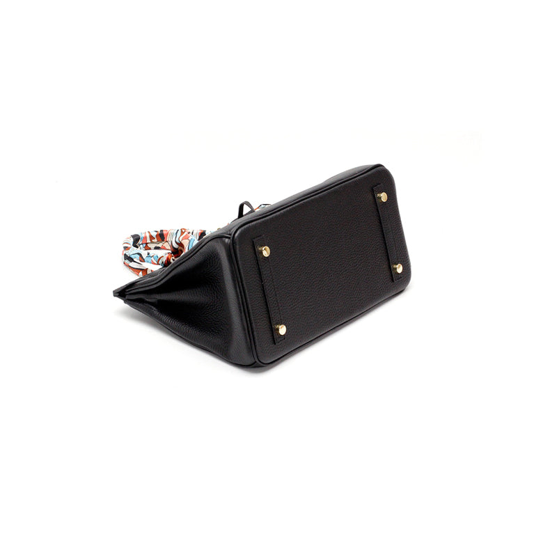 Structured Turn-Lock Tote Bag with Padlock Detail