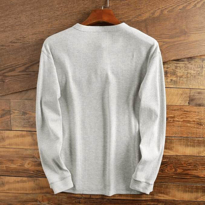 Men's Waffle Knit Long Sleeve Henley Shirt