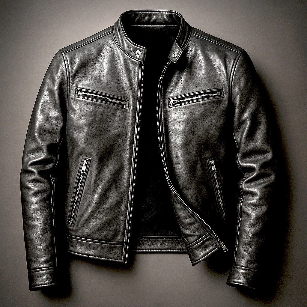 Men's Faux Leather Stand Collar Moto Jacket