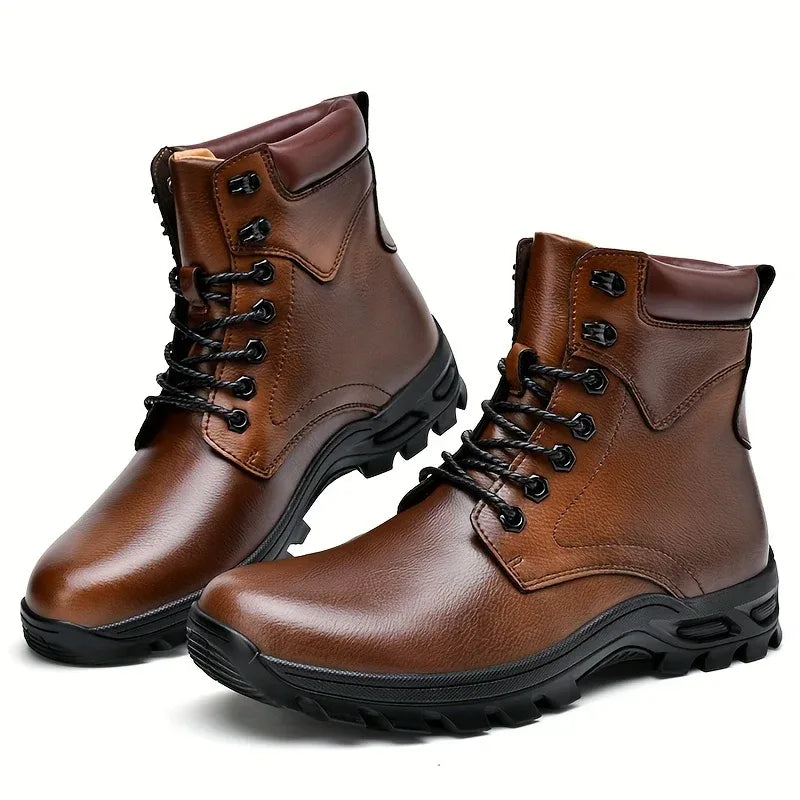 Men's Padded Collar Lace-Up Lug Sole Ankle Boots