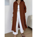 Robe-chemise oversize pour femme en lin, boutonnée, à manches longues