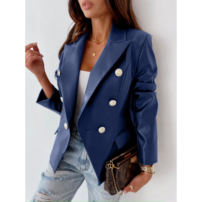 Women's Double-Breasted Button Tailored Blazer