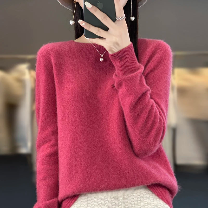 Women's Round Neck Relaxed Knit Sweater