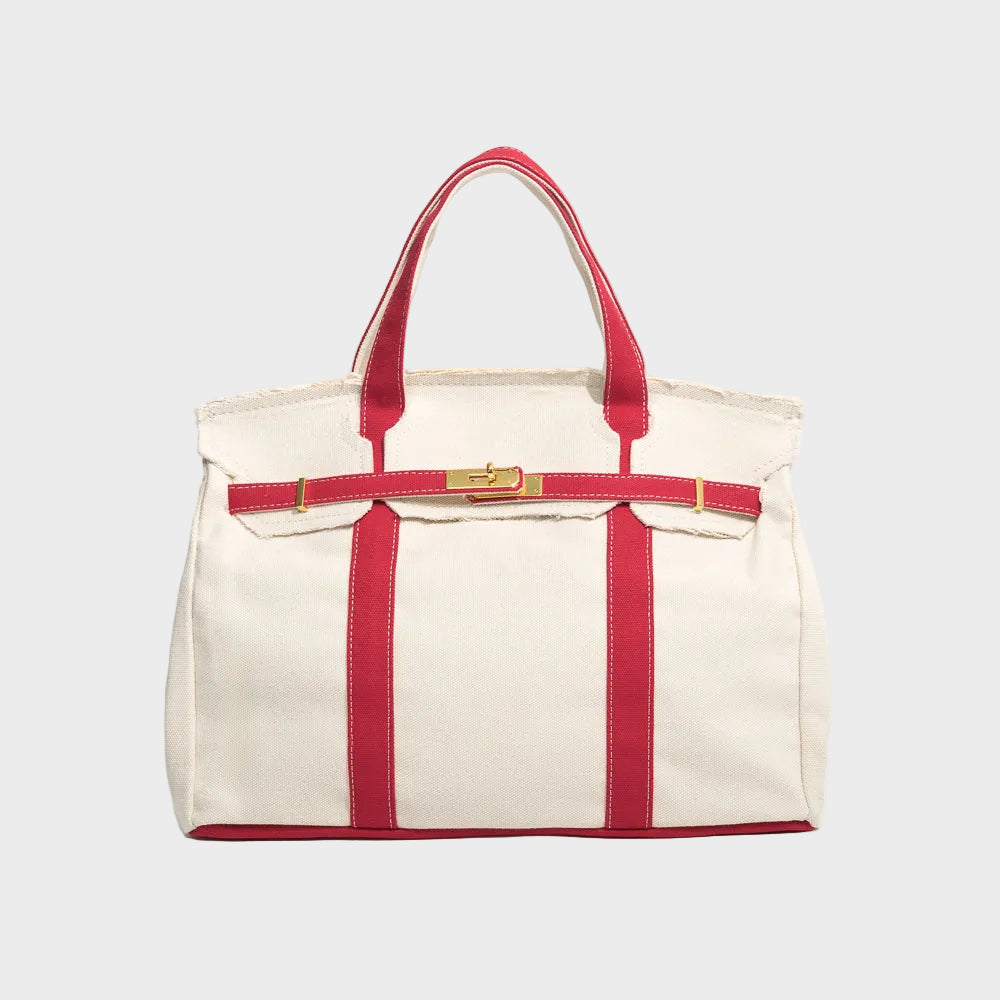 Women's Canvas Turn-Lock Top Handle Tote Bag