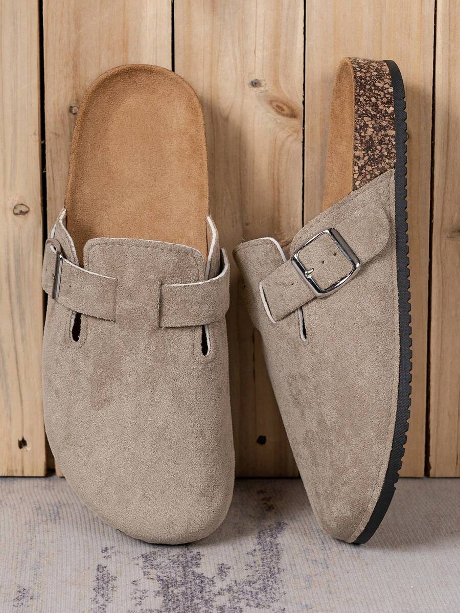 Men's Suede-Effect Closed Toe Buckle Sandals