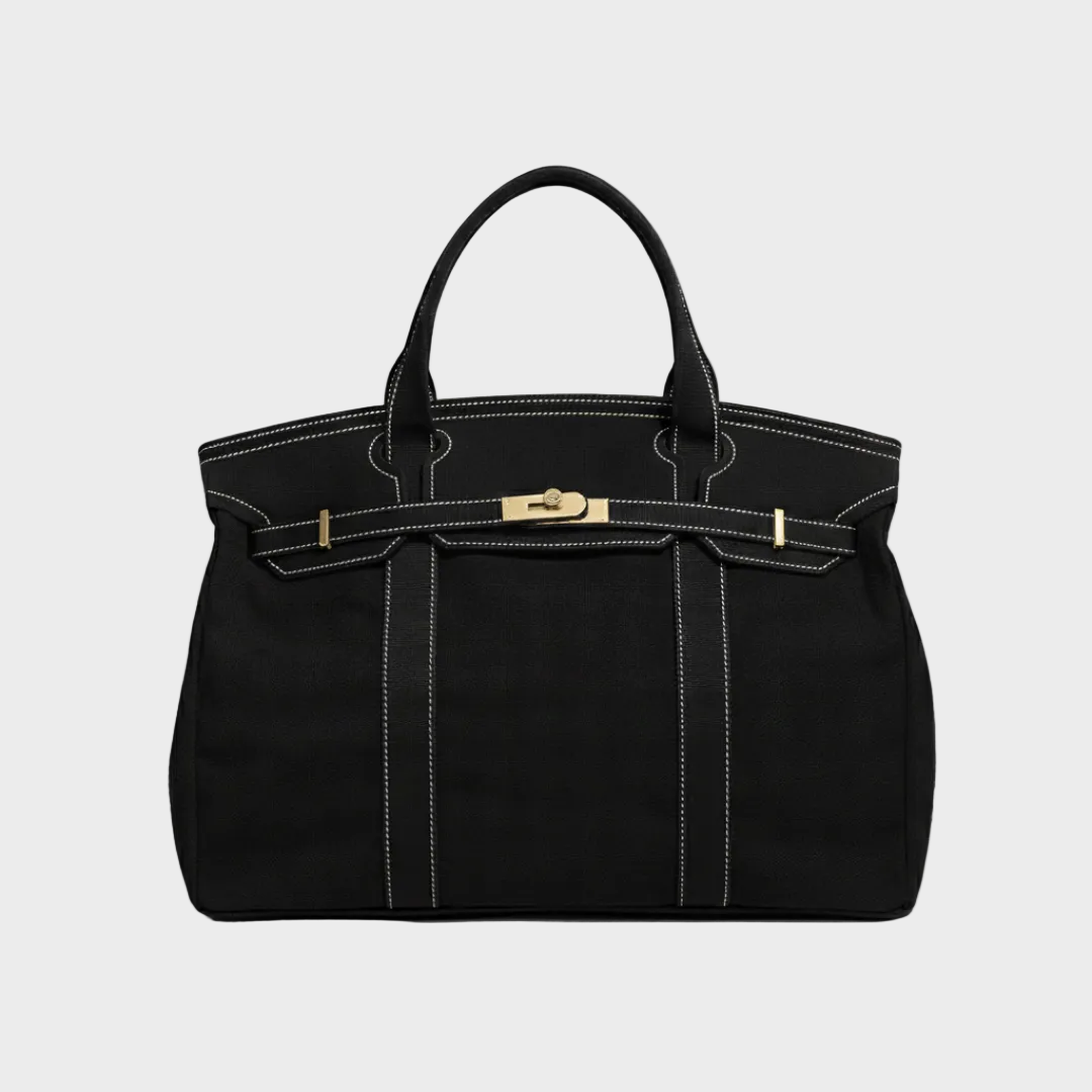 Women's Canvas Turn-Lock Top Handle Tote Bag
